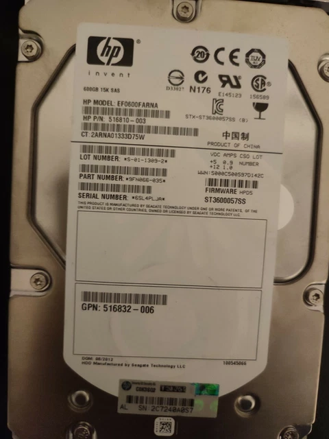 Disque Dur SAS 600 Go 6G 15K tpm 3.5" Pour Serveur HP Proliant (EF0600FARNA)
