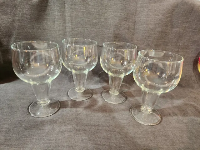 4 Large Heavy Thick Wine Glasses 9” Tall 16 oz Capacity