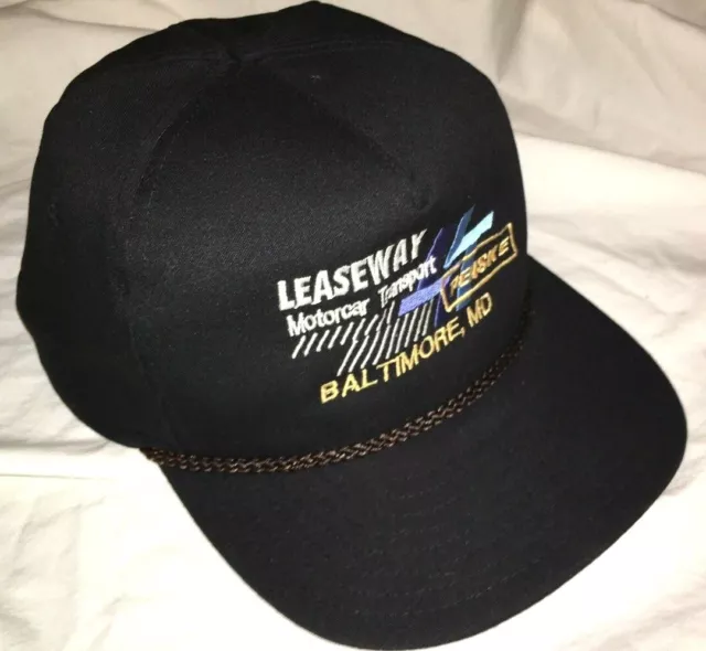 Vtg PENSKE LEASEWAY HAT Rare Cap BALTIMORE MARYLAND Trucker CAR Rope TRUCKING