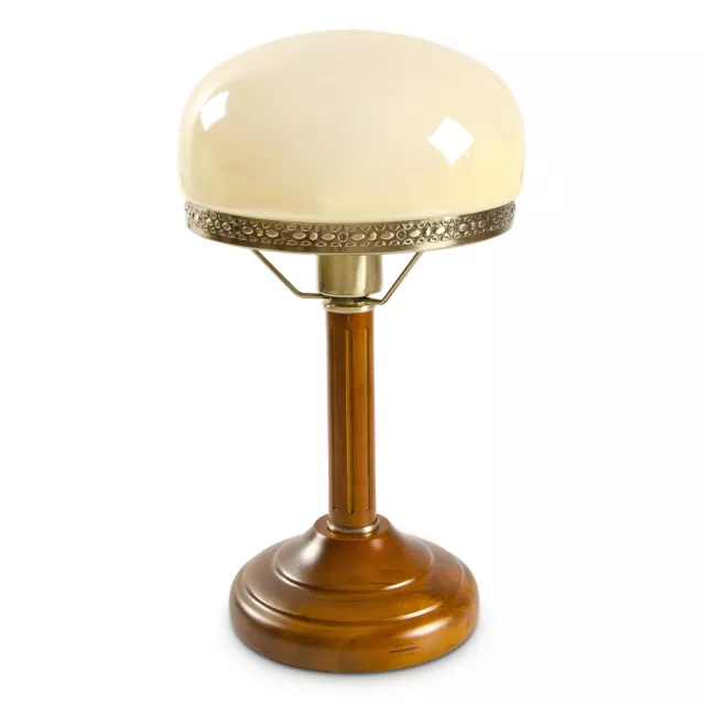 Lampe de table banquier bibliothèque Lampe de table Abat-jour en verre beige