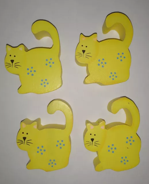 4 Pz Temperamatite da collezione giallo forma di gatto in legno