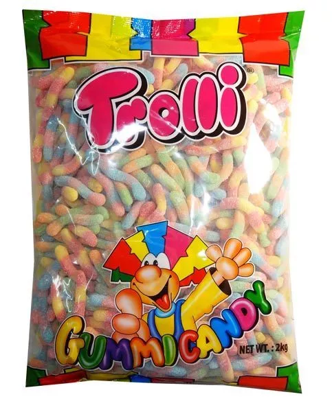 Trolli Brite Crawlers 2kg Bag Candy Buffet Gummy Sour Worms Lollies