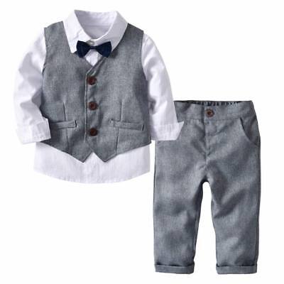 Baby Boy Grigio Panciotto Suit Bambini Tuta Smart Vestito Set
