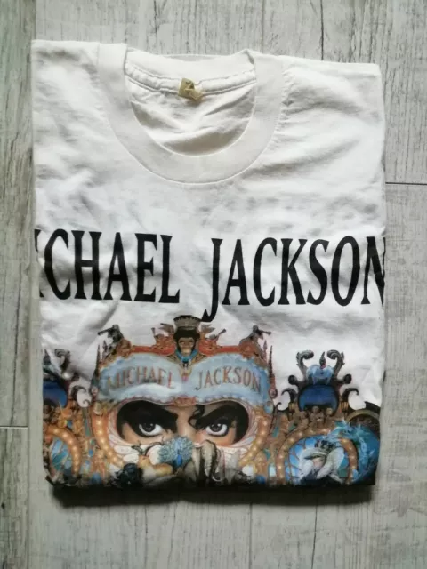 MICHAEL JACKSON Genuine TOUR T Shirt DANGEROUS 1992 Size XL WHITE Super RARE