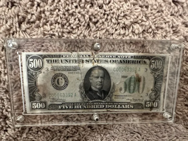 500 dollar bill 1934A — Rare $500 Dollar Bill!!! Encased In Plastic