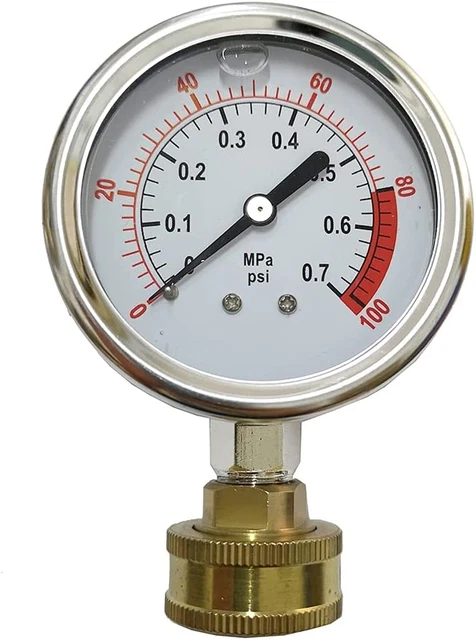 Stainless Steel 304 Single Scale Liquid Filled Pressure Gauge with Brass Interna