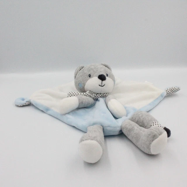 Doudou plat chat renard gris bleu blanc étoiles TEX - 23377