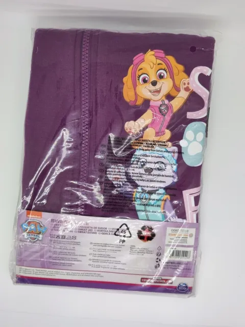 Chaqueta sudadera PAW Patrol Skye Everest niña rosa púrpura 100% algodón embalaje original 3