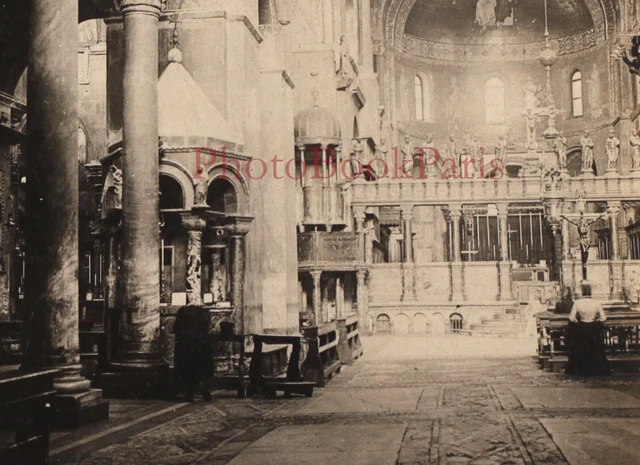 Italien Venedig Innen Von Wohl Markusplatz c1900 Foto Stereo Vintage P74L1n