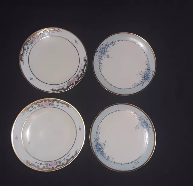 4 TV/UC Limoges Hand Painted Porcelain Antique Plates, 7", EUC