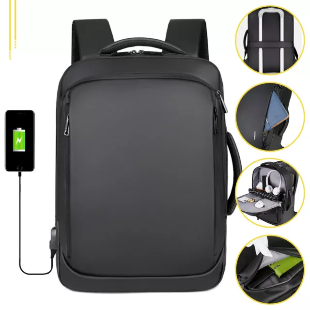 Men's Black Backpack Anti Theft Laptop School Luggage Bag Business Travel Bags 2