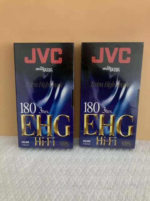 JVC - Lot De 2 Cassettes Vidéo VHS Vierges - JVC EHG Hi Fi - 180 Min - Neuf