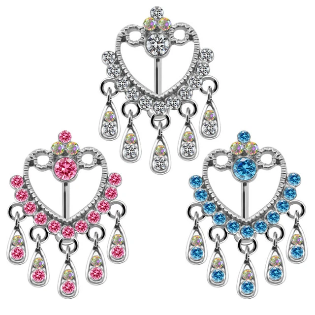 Sexy Crystal Belly Button Rings Dangle Surgical Steel Piercing Navel Ri,SA
