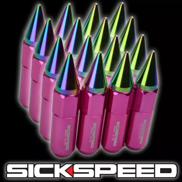 Sickspeed 16 PC Rose / Neo Chrome Dopés 60MM Étendu Tuner Écrou Écrous 1/2X20