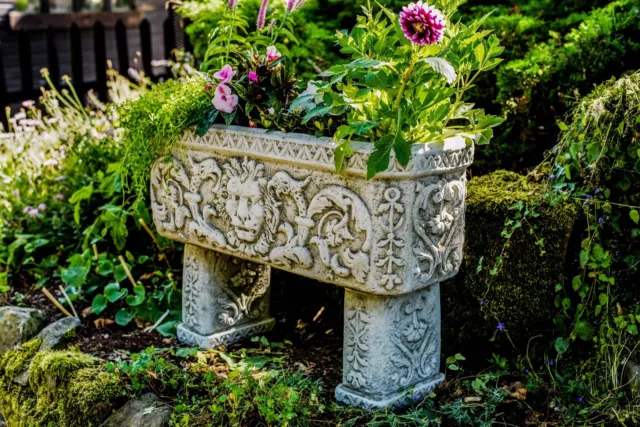 Very Heavy Lion Design Planter Trough With Legs  by DGS Statues UK 65KGS