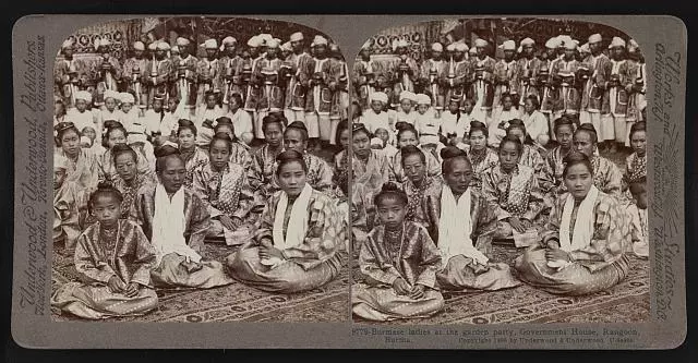 Burmese ladies at the garden party, Government House, Rangoon, Bu - Old Photo