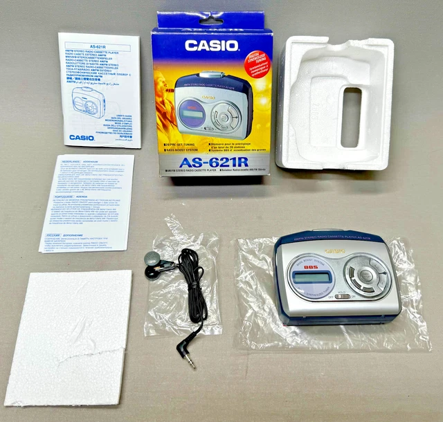 Walkman Vintage Casio AS-210R – Radio Cassette Player (fonctionne)