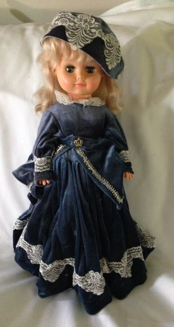Vintage REGAL TOYS 249T Plastic Victorian Doll Blue Velvet