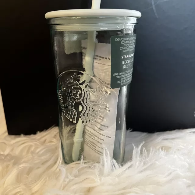 NEW Starbucks Recycled Glass Mint Triangle Bottom Cold Cup Tumbler 16 oz  Grande