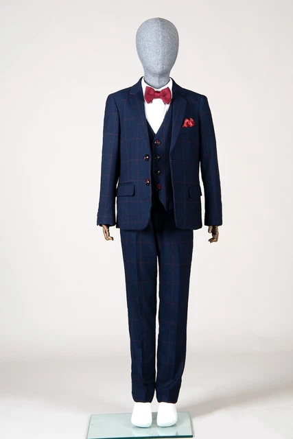 Tuta 3 pezzi Marc Darcy Edinson bambini a scacchi blu navy età 6 nuova con etichette