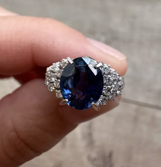 Schöner Platin Diamant & Saphir Ring 3,26tcw