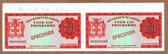 Jamaica Government -  20 Dollars - Food Aid Programme Coupon - Specimen -  Tdlr