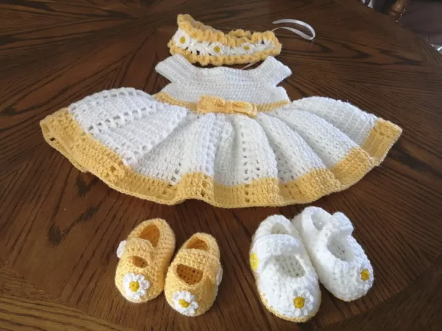 Baby Girl Dress, Headband, 1 Pair Of NewBorn Shoes And 1 pair  of 3 Month