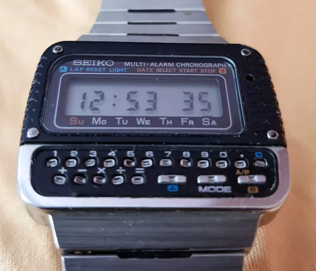 SEIKO C439-5010 CALCULATOR Multi Alarm Chronograph Quartz LCD LED Watch new  EUR 299,00 - PicClick IT