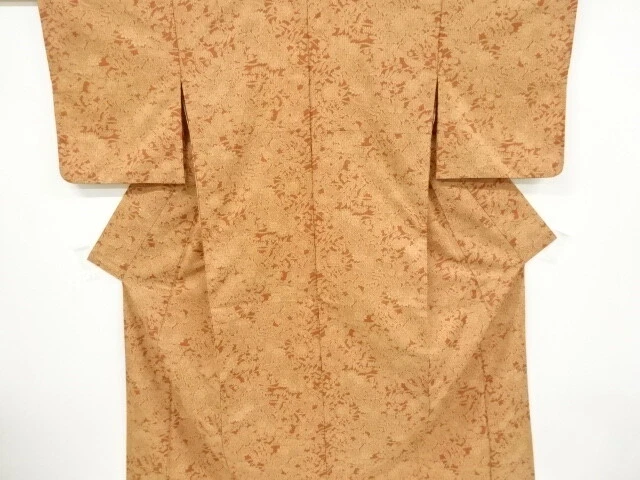 41809# Japanese Kimono / Antique Hitoe Kimono / Woven Floral Plants