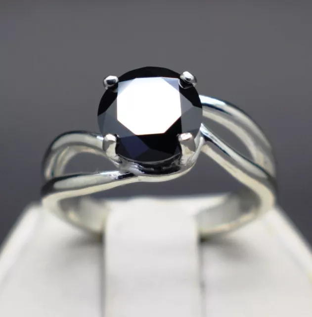 7.45 Carat 10 mm Black Diamond Ring,IGL Certified AAA Grade -JJ256 Awesome AAA