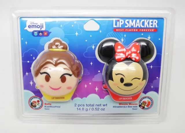 Disney Emoji Lip Smacker Flavored Lip Balm Set - Belle & Minnie Mouse - 2pcs