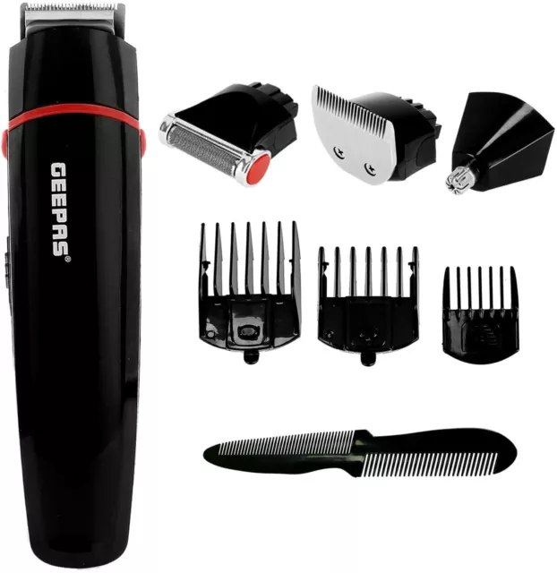 Geepas Barbe & Cheveux Rechargeable Multi Toilette Kit & Coupe-Ongles - Noir 3