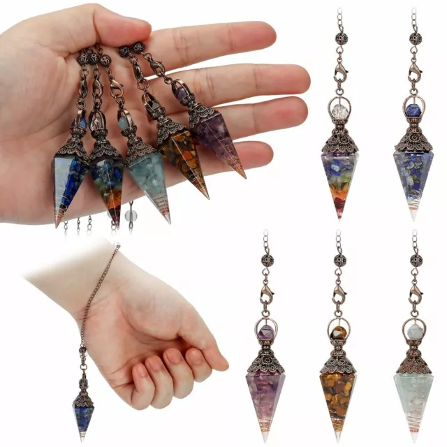 Natural Quartz Crystal Pendulum Healing Chips Stone Reiki Chakra Chain Pendant