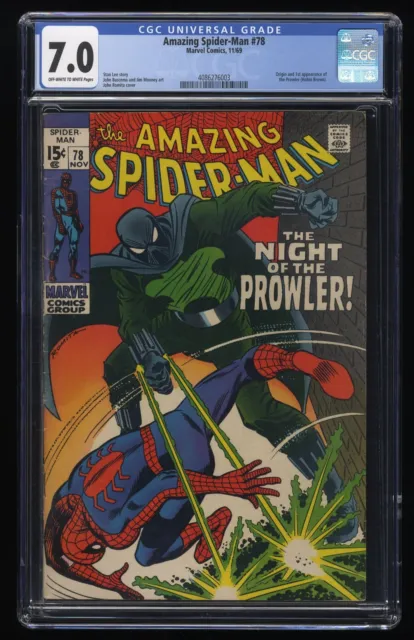 Amazing Spider-Man #78 CGC FN/VF 7.0 Off White to White 1st Appearance Prowler!