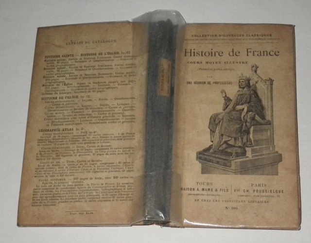 LIVRE SCOLAIRE 1911 histoire de france cours moyen illustré edit vve