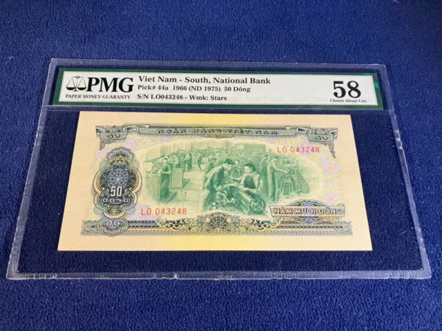 Vietnam south 50 dong 1966 - 1975  pick 44a aUNC PMG58 rare