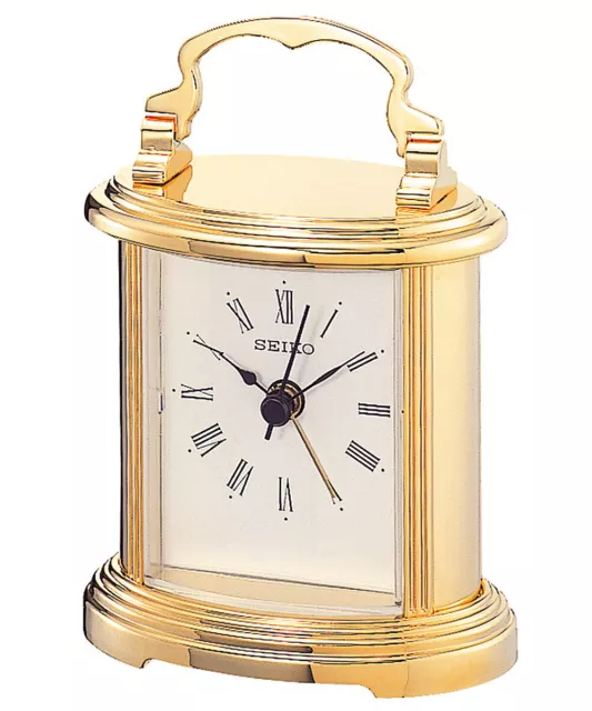 Seiko Table Clock Alarm Clock Gold Coloured QHE109G