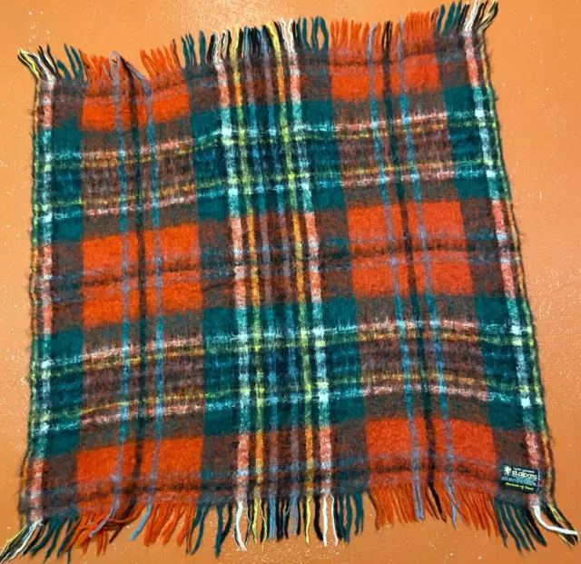Vintage St. Albans Pure Mohair Australian Lustre Wool Tartan Lap Rug Blanket