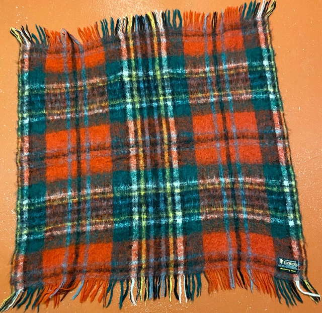 VINTAGE ST. ALBANS Pure Mohair Australian Lustre Wool Tartan Lap Rug