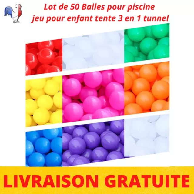 50 Balles de Jeu en Plastique 5,5cm piscine Set de Balles colorées pour Enfants