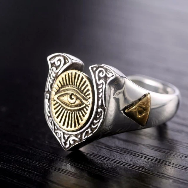 Bague En Argent Massif Avec œil De Tigre Rectangle - Taille 57 - Modèle Ajouré - Occasion