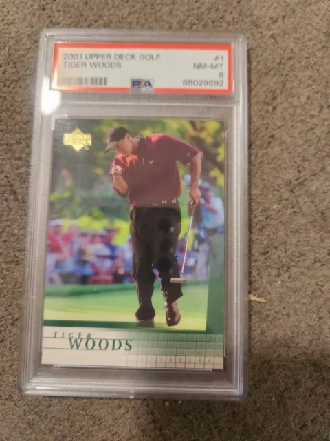 2001 Upper Deck Golf Tiger Woods 1 psa 8 rookie rc