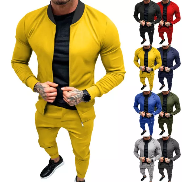 Set abiti allenamento uomo maniche lunghe giacca e pantaloni 2 pezzi sweatsuit outfits