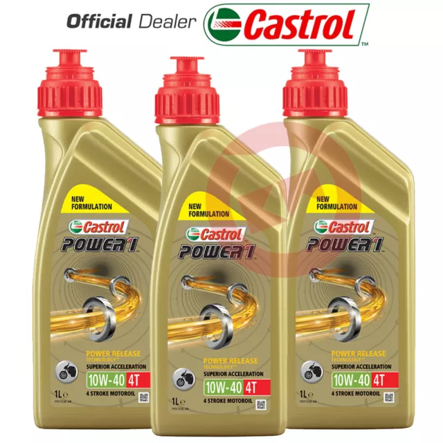 3 Lt Olio Motore Castrol Power 1 10W40 Moto 4T Semi-Sintetico Trizone Jaso Ma2