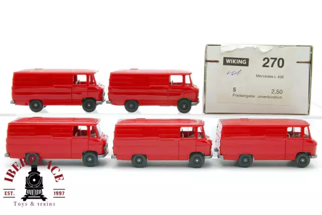 1/87 NEW Wiking 270 5x PKW Mercedes Benz MB L 406 Furgones rojos H0 00 escala