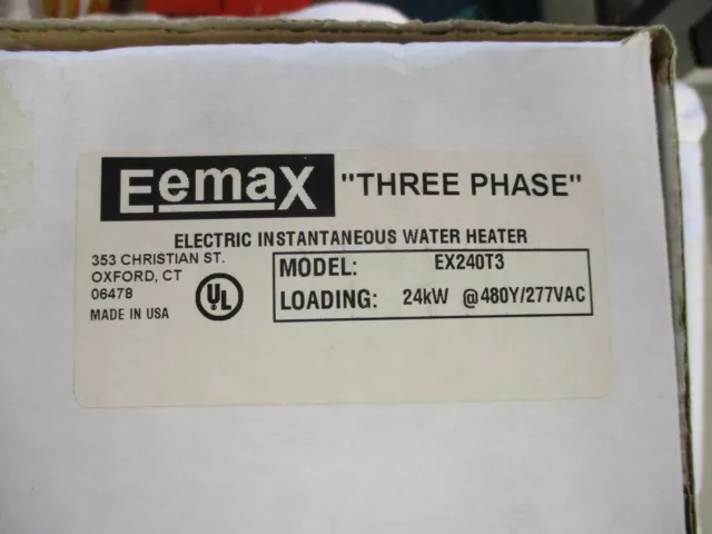 NIB Eemax Three Phase Tankless Water Heater EX240T3 NIB Eemax Three Phase Tankless Water Heater EX240T3