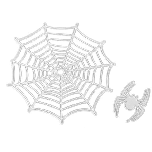 2 piezas Plantilla de corte Tela de araña Troqueles de corte Metal Acero al carbono
