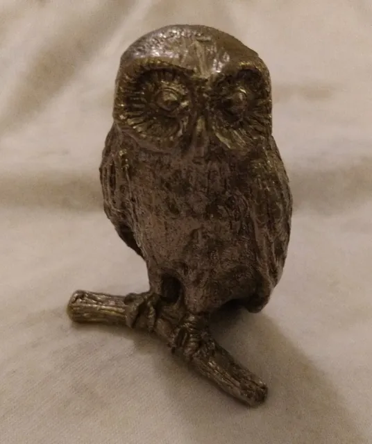 Silver Pewter Owl on branch