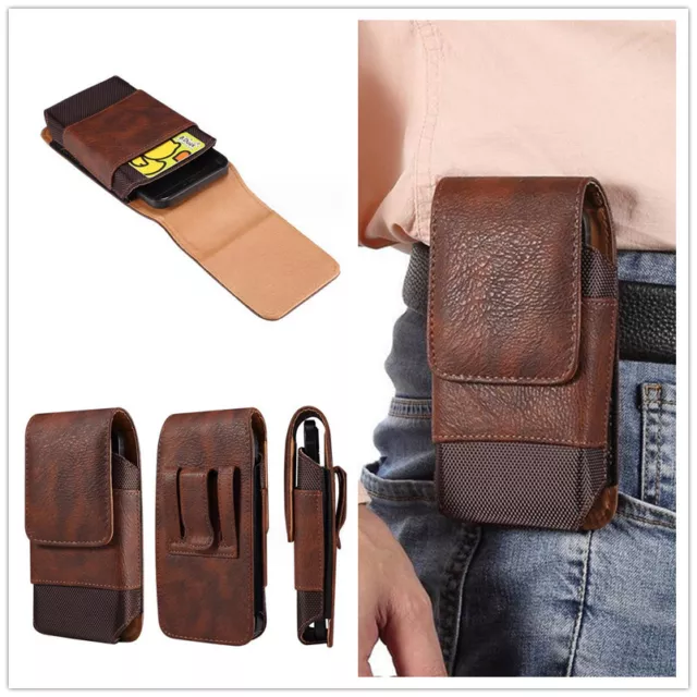 Men Leather Belt Card Holder Wrist Holster Clip Wallet Phone Case For iPhone