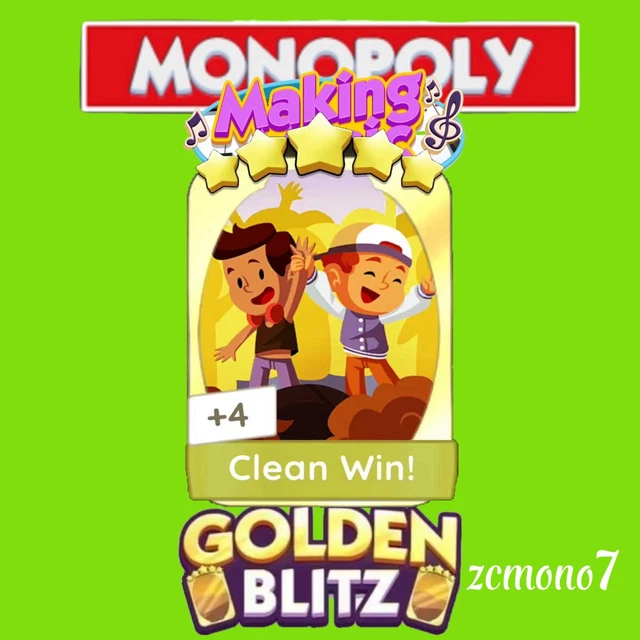 MONOPOLY GO 5 Star Sticker Card Gold Blitz Set 20 Clean Win EUR 4,12